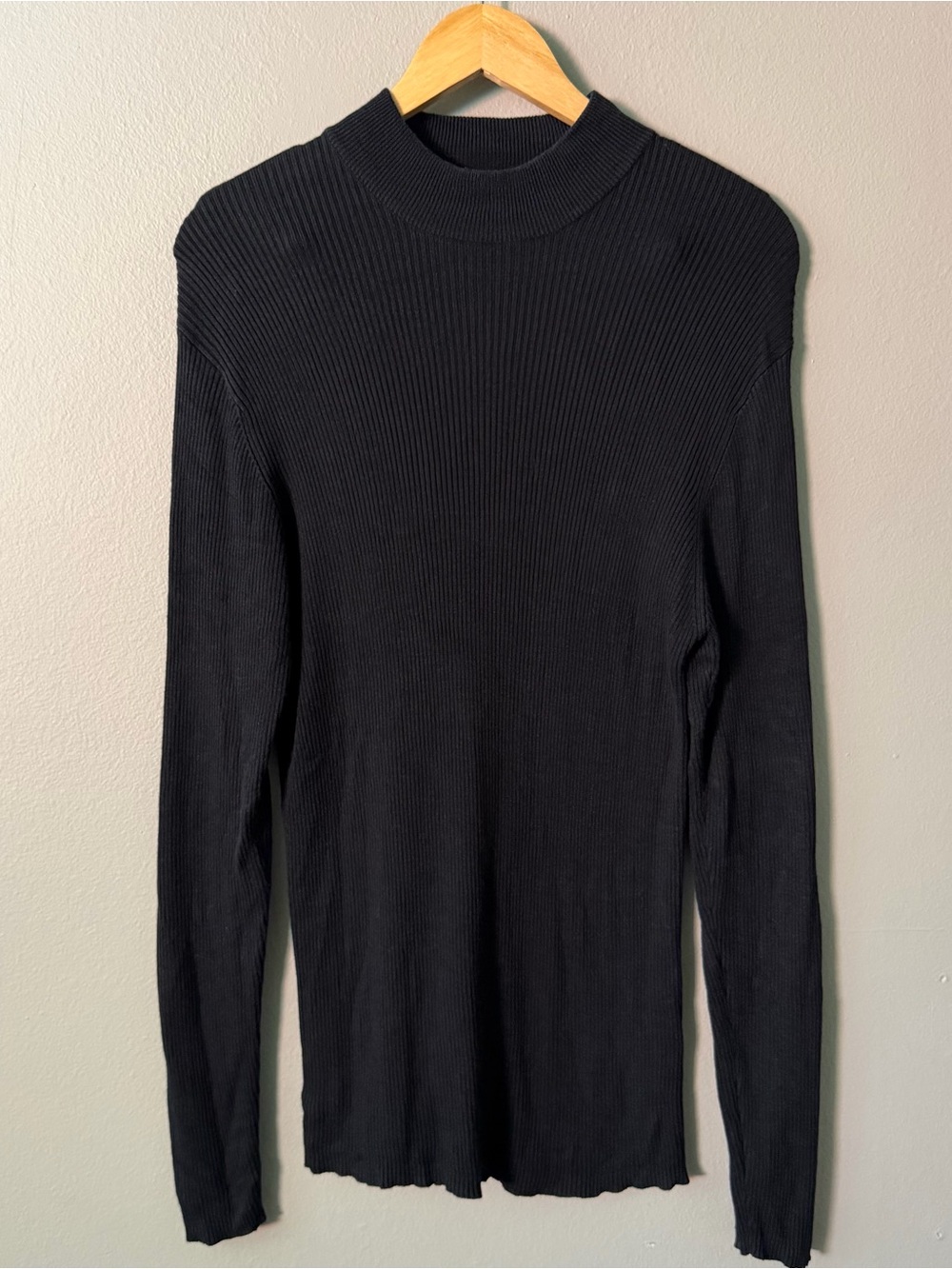 Perry Ellis Men’s Black Ribbed Mock Neck Silk Cotton Sweater Size M